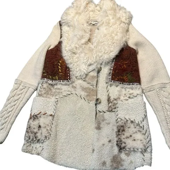 Nigel Preston Lambskin & Wool Knit Patchwork Artisan Jacket Size Small NWT